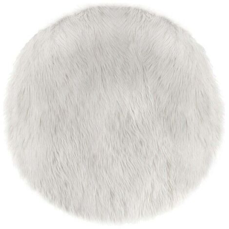 Tapis rond fausse fourrure blanc