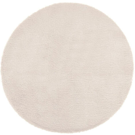 Tapis Rond Imitation Fourrure "Doucea" 80cm Ivoire