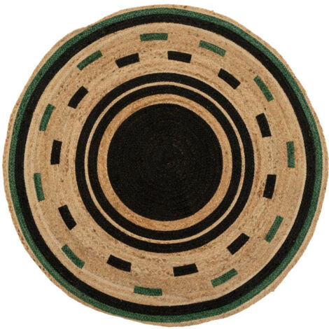 Tapis Rond Imprimé en Jute "Malakite" 120cm Multicolore