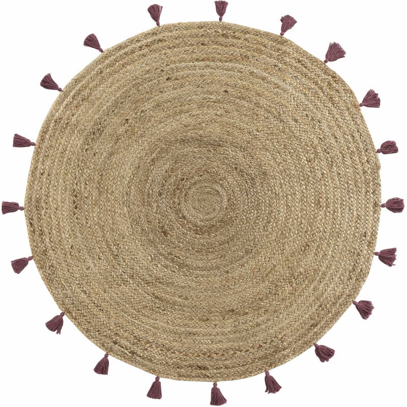 Tapis rond jute 120 cm Shira bordeaux