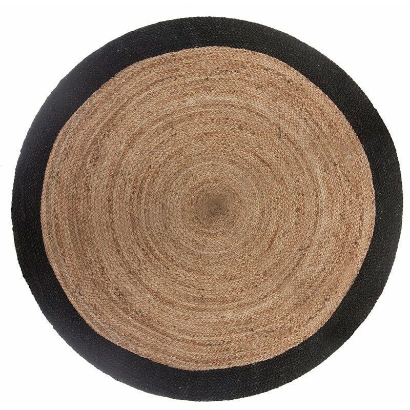 Silumen - Tapis Rond Jute 120cm Bicolore Naturel - Noir