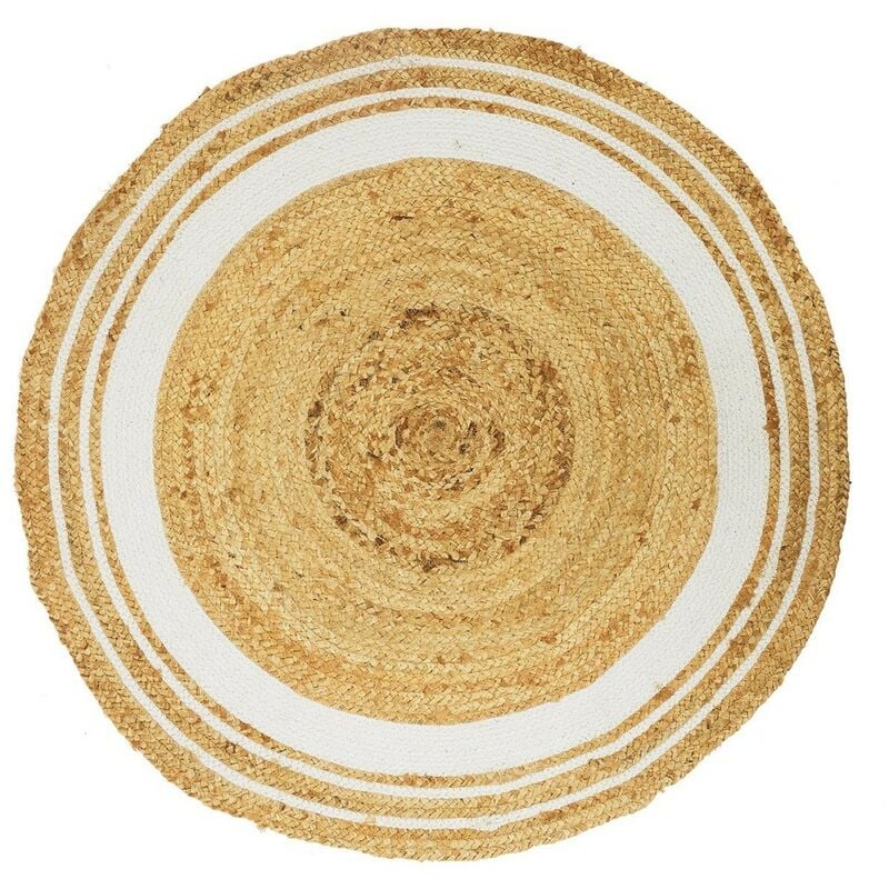 Tapis rond jute coton blanc D90