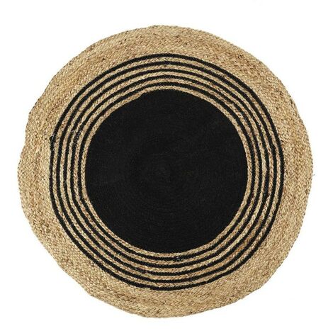 Tapis rond jute coton noir D90