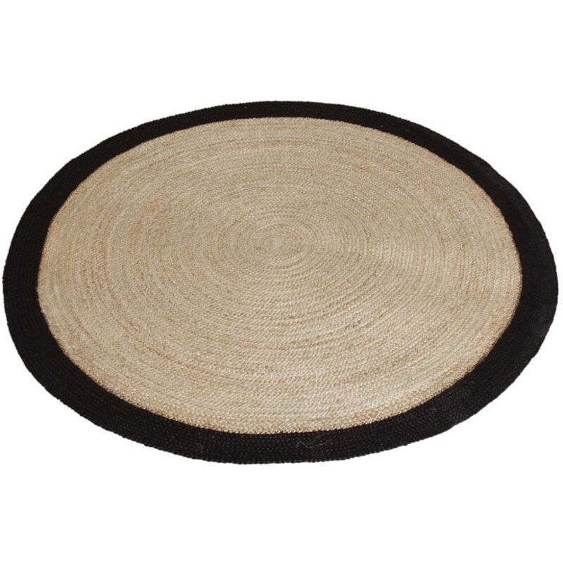 Aubry Gaspard - Tapis rond jute naturelle avec bords noirs Diamètre 150cm