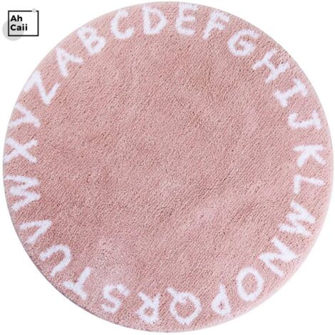Tapis rond moelleux ABC pour enfants, doux, Alphabet, tapis de pépinière absorbant, antidérapant, éducatif, pour la chambre des tout-petits,pink,60x60cm