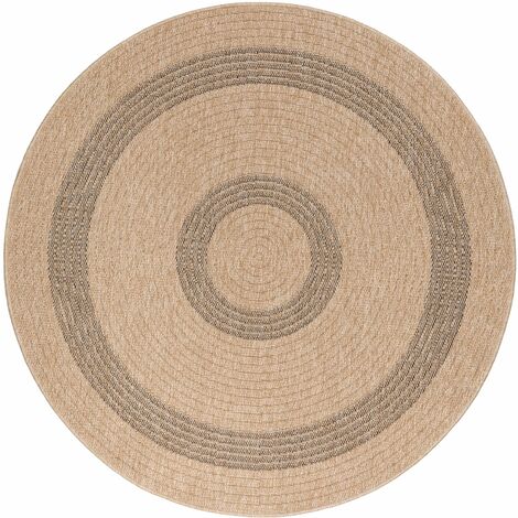 Tapis rond Naturel aspect jute Beige Gris 120x120cm