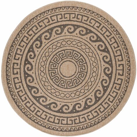 Tapis rond Naturel aspect jute Motif Beige Gris 160x160cm