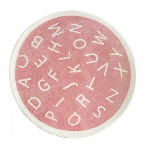 Tapis rond pelucheux jaune avec Alphabet moderne pour enfants, accessoire pour salon, chambre à coucher, moquette pour bébé,red,Diameter 90cm
