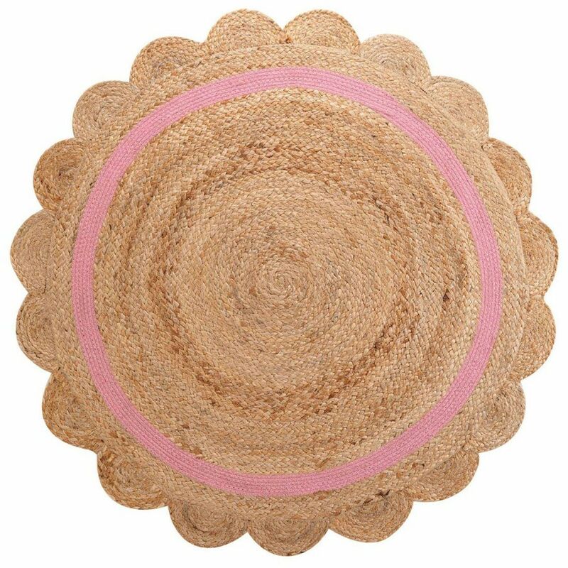 Douceur D'intérieur - Tapis rond pompons 90 cm jute polycoton Rosaly