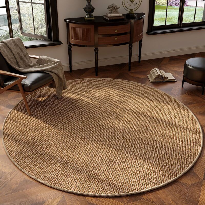 Tapis rond pour chambre à coucher, doux et décoratif, tressé, anti-peluche, pour canapé, table basse, chaise d'étude ou chevet, élégant tapis de sol