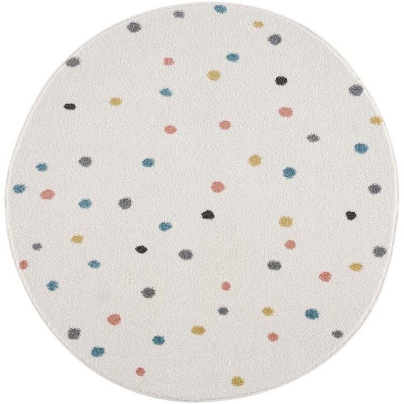 Tapis Rond pour chambre d'enfant Crème motifs Terrazzo (120x120cm)