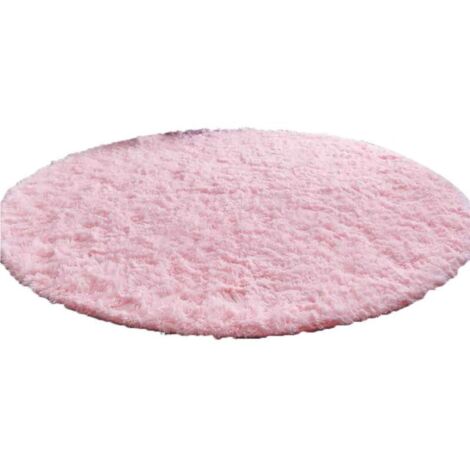 Tapis rond rose de 90 cm, doux et moelleux, idéal pour chambre d'enfant, salon, salle de jeux, décoration d'intérieur, motif château de princesse.