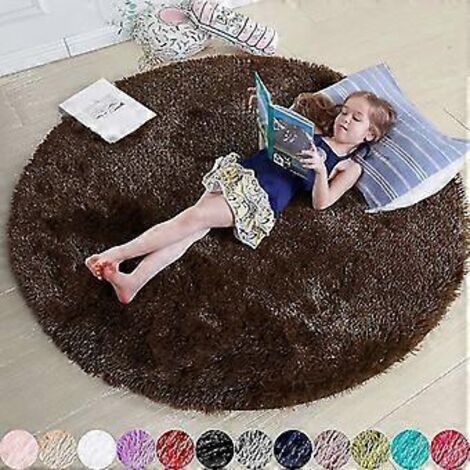 Tapis rond rose poudré pour chambre, tapis rond moelleux 120 x 120 cm, chambre d'enfant, chambre d'adolescente