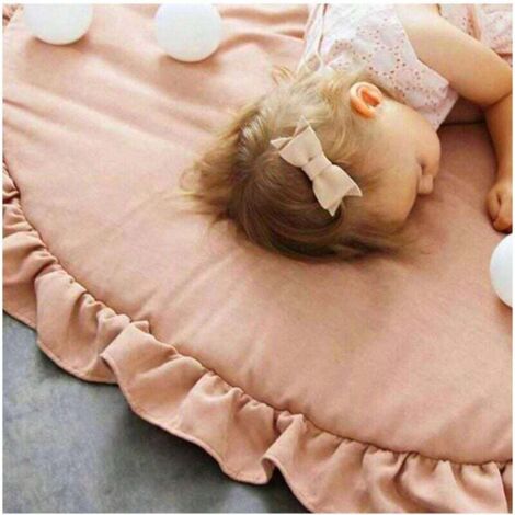 Tapis rond rose pour enfants, 1 pièce, doux, chaud, épais, avec une jolie dentelle, adapté à la décoration de la maison