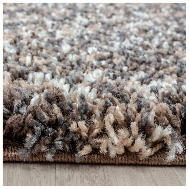 Tapis rond shaggy bicolore moderne Eve Taupe Ø 160