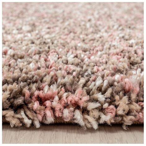 Tapis rond shaggy bicolore moderne Eve Rose Ø 80