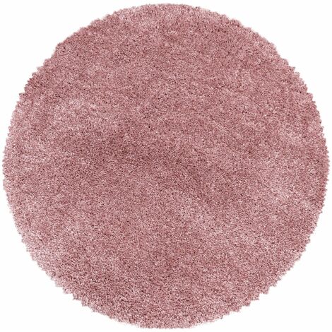 Tapis Rond Shaggy Poils Longs Fibre Doux MOELLEUX (Rose - 160x160cm)