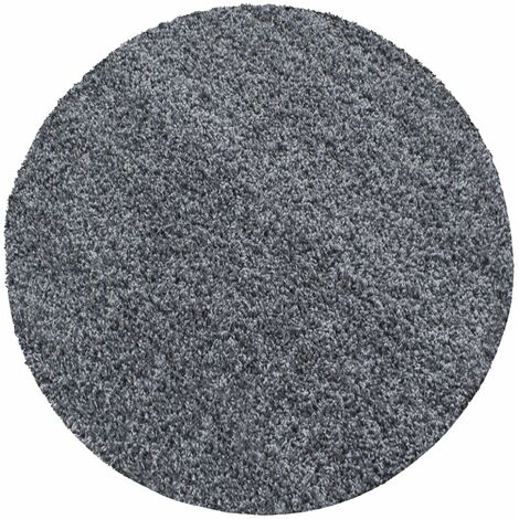 Tapis Rond Shaggy Uni Poils Longs Tapis Salon Chambre (Anthracite - 80x80cm)