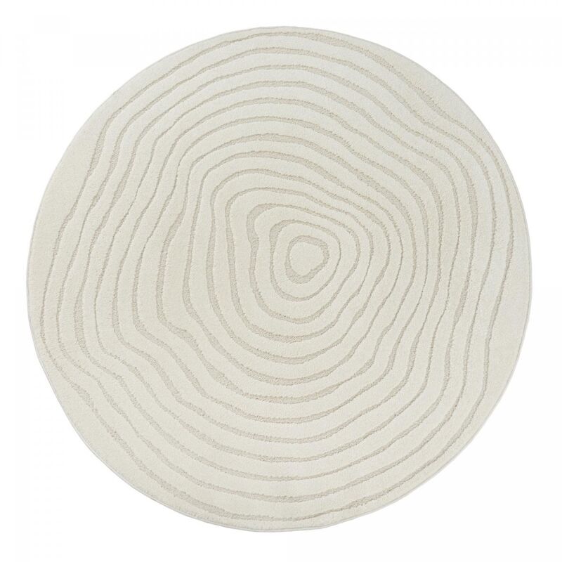 Tapis rond spiratri ∅ 200 cm Crème Tapis facile d'entretien idéal pour le salon