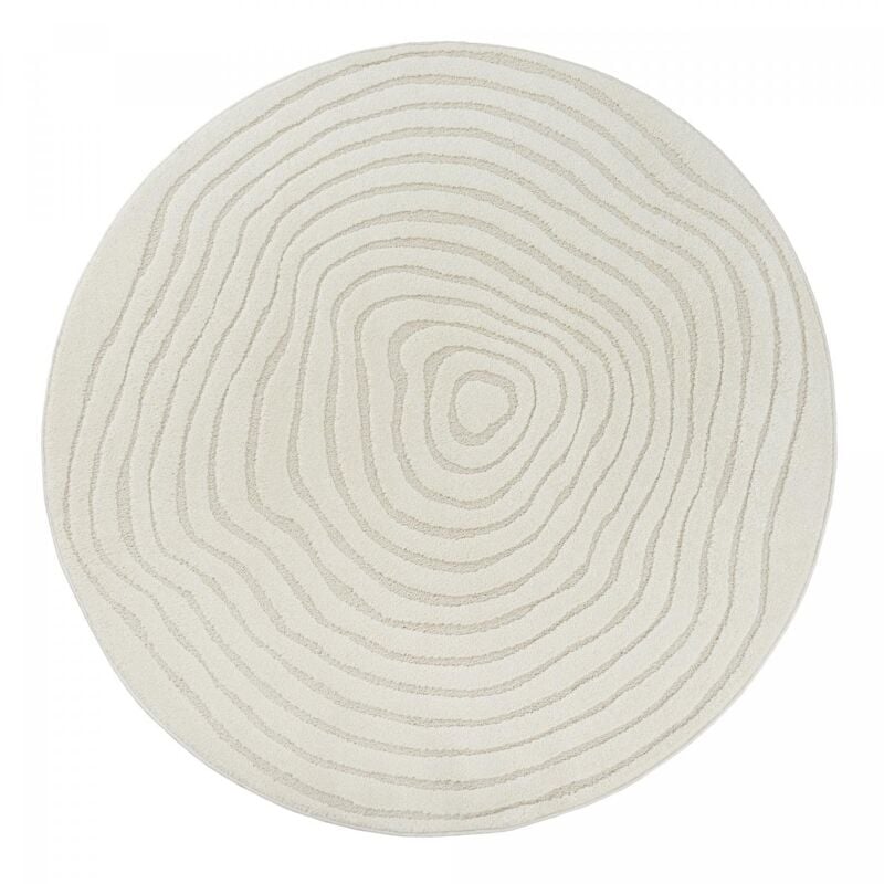 Unamourdetapis - Tapis rond spiratri ∅ 120 cm Crème Tapis facile d'entretien idéal pour l'entrée