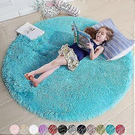 Tapis rond Tflycq pour chambre, tapis rond moelleux 120x120 cm pour chambre d'enfant, tapis shaggy pour chambre d'ado, tapis rond shaggy pour chambre de bébé, tapis moelleux