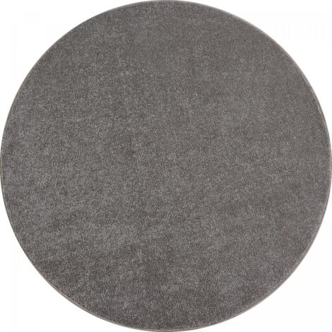 Tapis rond tissé Ø160cm beige motif uni pour chambre SOULA