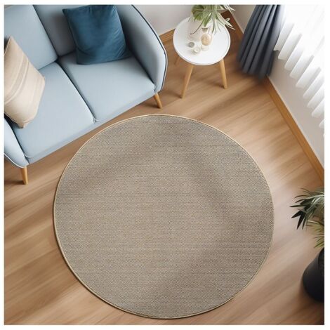 Tapis rond uni courtes mèches contemporain Breze Beige Ø120