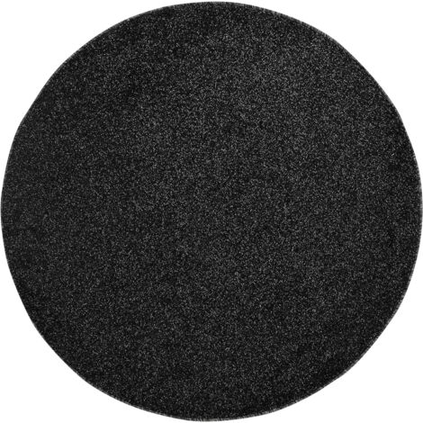 Tapis Rond uni de Salon Chambre Relax Sobre et Epuré (Noir - 200x200cm)