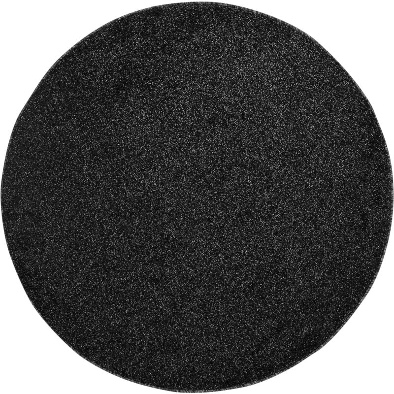 Tapis Rond uni de Salon Chambre Relax Sobre et Epuré (Noir - 200x200cm)