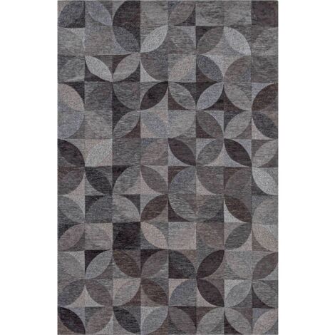 Tapis rondo charcoal jacquard antidérapant intérieur extérieur - 240 x 340 cm