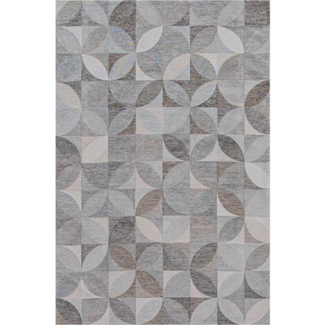 Tapis rondo gris intérieur extérieur antidérapant oeko tex - 170 x 240 cm