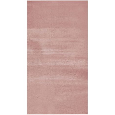 Tapis Rose en Polyester 80 x 150 cm Moelleux Fausse Fourrure de Lapin Mirpur