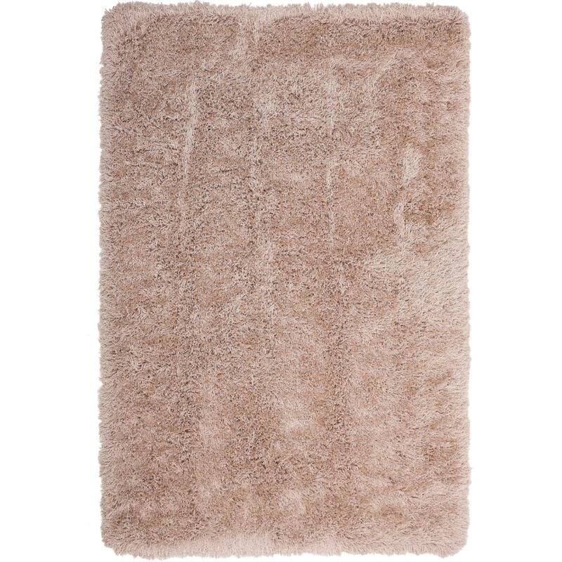 Tapis Shaggy Poil Long Beige en Polyester et Coton pour Chambre ou Salon au Style Scandinave 140 x 200 cm Beliani