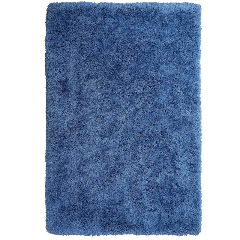 Tapis Shaggy Poil Long Bleu en Polyester et Coton pour Chambre ou Salon au Style Scandinave 140 x 200 cm Beliani