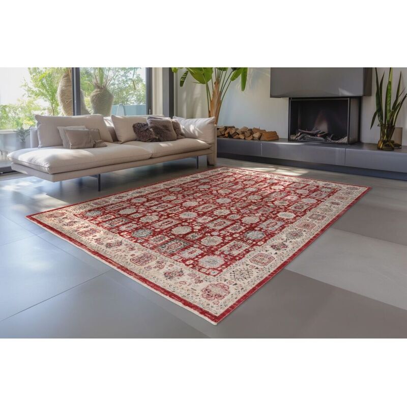 Allotapis - Tapis rouge avec franges ethnique oriental Bakthiari Rouge 160x230