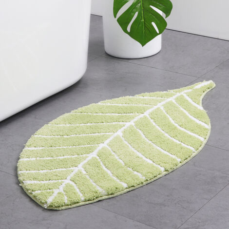 Tapis Salle de Bain Antidérapant Forme Feuille Naturelle Absorbant Séchage Rapide Sécurité Enfants Douche Évier-4060cm