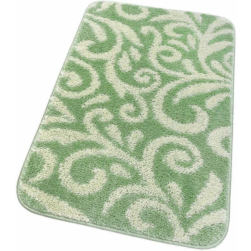 Tapis Salle de Bain Doux Motif Floral Moderne Antidérapant Lavable Vert - 50x80 cm