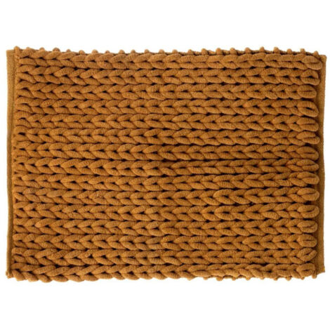 Tapis Salle de Bain "Tissé Épais" 50x75cm Marron Tabac