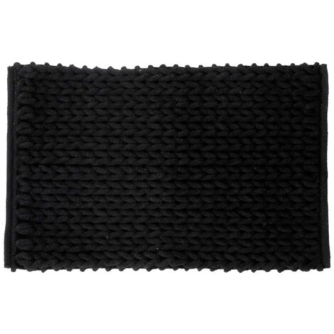 Tapis Salle de Bain "Tissé Épais" 50x75cm Noir Khôl