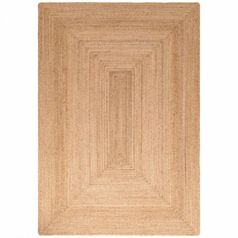 Tapis salon 120 x 180 cm, jute authentique tissé à la main, motif simple, beige, structure en relief, chaleureux et authentique, idéal pour chambre
