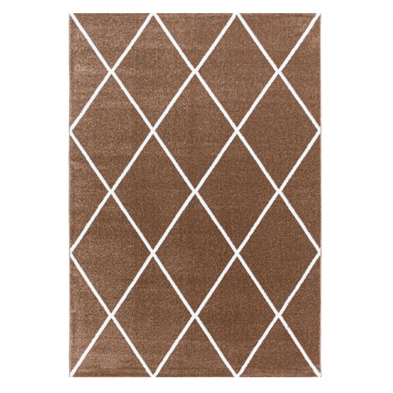 Jadorel - Tapis salon et chambre 80x150 marron clair et blanc rectangle tissé