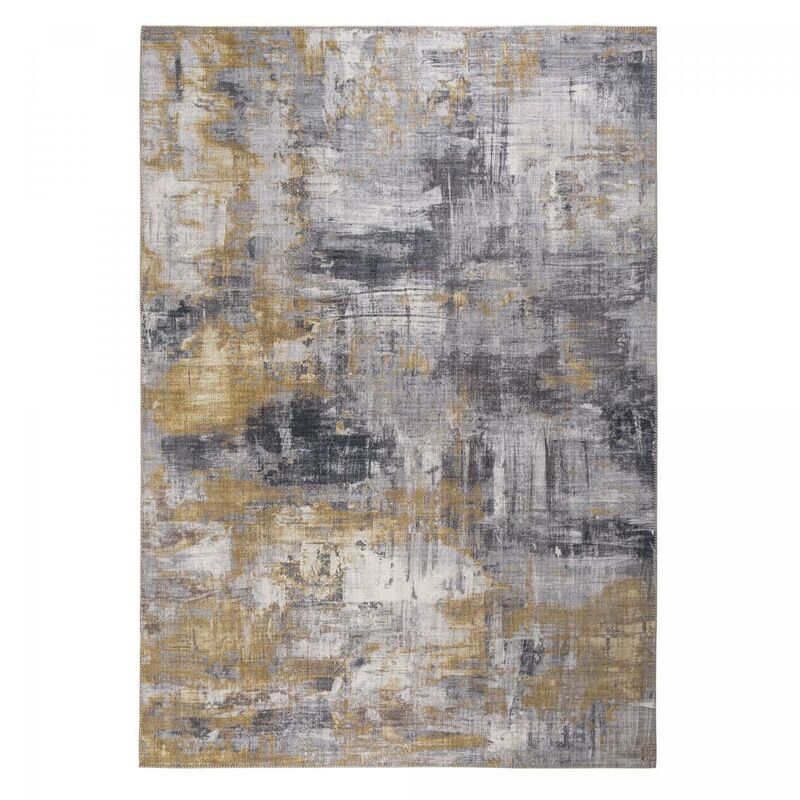 Unamourdetapis - Tapis salon et chambre 120x170 gris et jaune rectangle tissé motif faux uni nikol