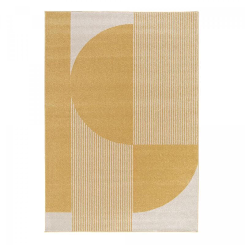 Tapis salon et chambre 200x290 beige et jaune tissé motif géométrique contuni