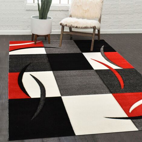 - UN AMOUR DE TAPIS - DIAMOND COMMA - - petit tapis Moderne Design - Tapis entrée et tapis chambre - tapis Rouge, gris, noir, créme - Couleurs et Tailles Disponibles