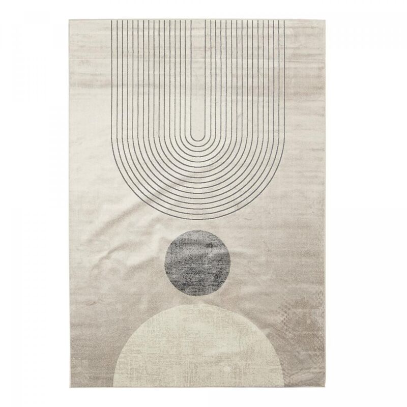 Tapis salon et chambre en viscose 120x160 gris et beige rectangle tissé