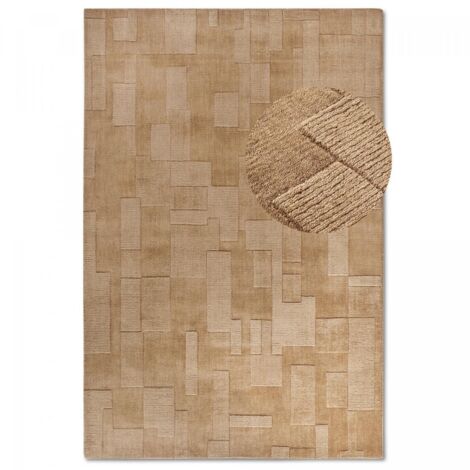 Tapis salon 160x230cm Beige Laine Géométrique