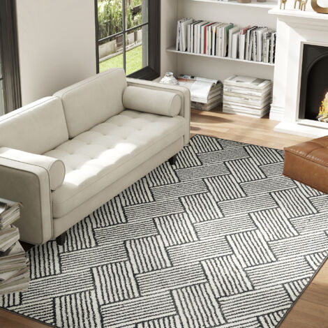 Tapis salon 200 x 140 cm poils courts lavable en machine hypoallergénique pour salon. chambre à coucher. bureau. gris