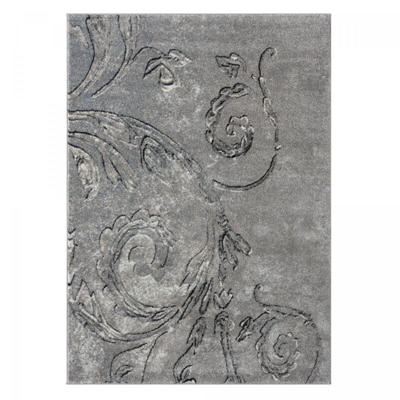 Unamourdetapis - Tapis salon et chambre 120x160 gris rectangle tissé motif baroque mumba d