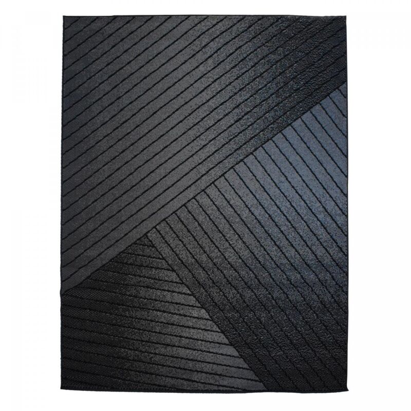 Tapis salon et chambre 160x225 noir et gris tissé motif géométrique AF1 heddal