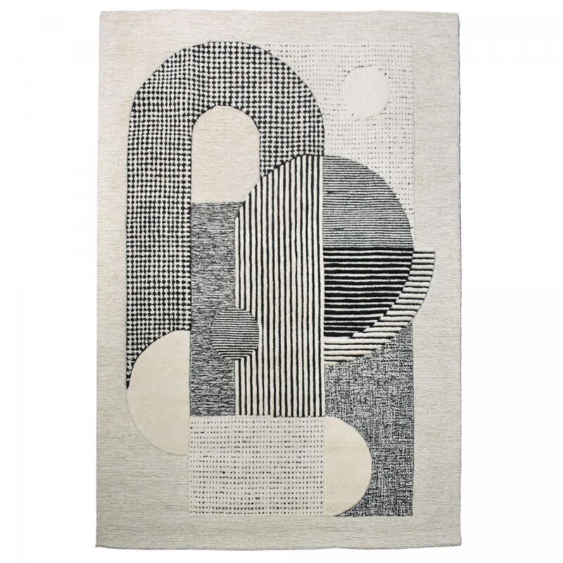 Tapis salon et chambre en laine 120x170 crème rectangle fait à la main